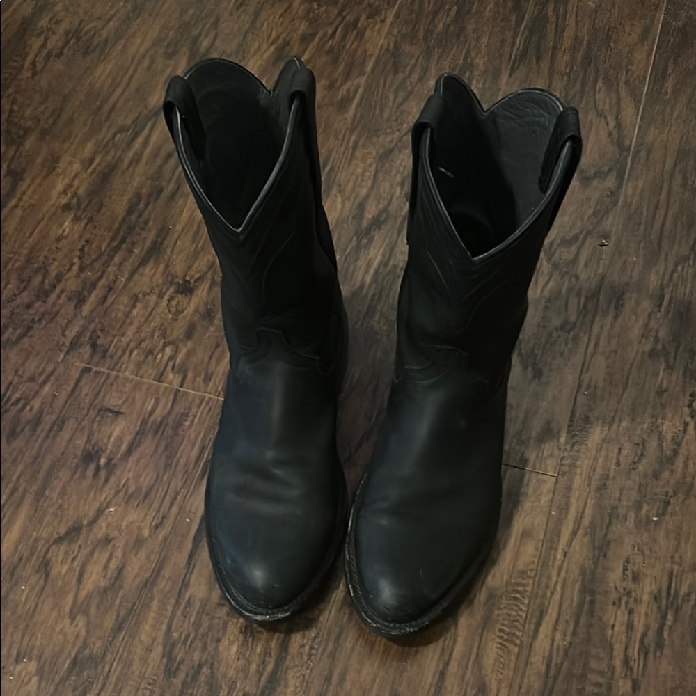 Black Western Cowboy Boots with Chunky Heel